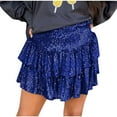 thumbnail image 1 of Hot days, bold styles SMihono Women's Mini Skirts with Shorts Cute High Waist Sequin Ruffle Flowy Glitter Short Skirts Night Out Club Party Blue 10, 1 of 7