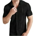 thumbnail image 1 of Hot days, bold styles SSAAVKUY Hawaiian Shirt for Men, Unisex Summer Beach Casual Short Sleeve Button Down Shirts, Striped Texture Printed Vacation Shirts Black XL, 1 of 6