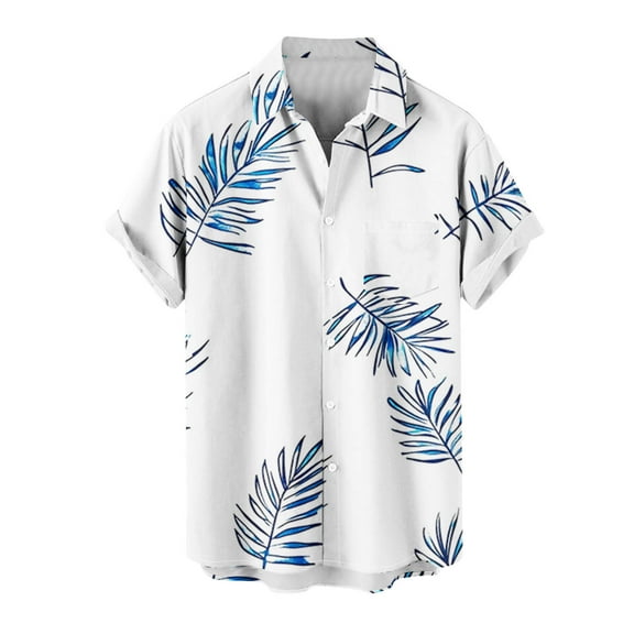 Hot days, bold styles SSAAVKUY Mens Hawaiian Shirt Short Sleeve Floral Button Down Shirts Tropical Summer Beach Shirts Camp Collar Shirt Light Blue L