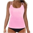 thumbnail image 1 of Hot days, bold styles UTSJKR Womens Tankini Bathing Suits Tummy Control Padded Bathing Suit with Shorts Two Piece Bathing Suits Summer Double Straps Modest Swimsuits Pink S, 1 of 6