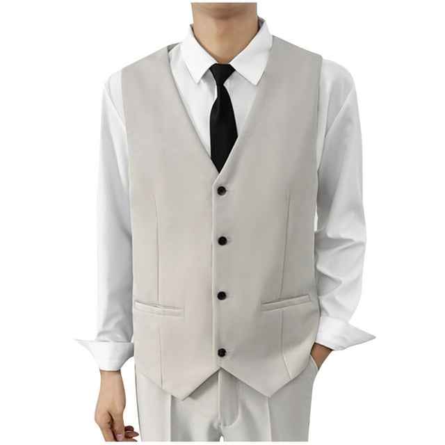 Hot days, bold styles YLSDY Men Summer Lightweight Suit Vests Slim Fit Waistcoat Casual Business Dressy Vest Button Down Open Front Tank Tops Khaki XXL