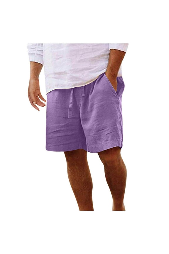 Hot days, bold styles YLSDY Men's Board Shorts Casual Summer Baggy Bermuda Linen Shorts Comfy Drawstring Resort Dress Surf Beach Vacation Clothes Purple XXXL