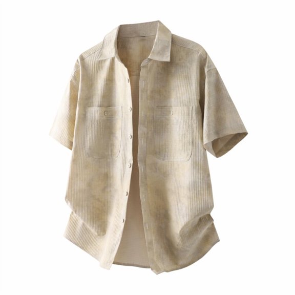 Hot days, bold styles YLSDY Men's Casual Button Down Shirts Summer Short Sleeve Wrinkle-Free Vintage Collared Shirts with Pocket Yellow XXXL