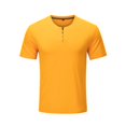 thumbnail image 1 of Hot days, bold styles YLSDY Men's Henley Short Sleeve Shirt Cotton Lightweight 3 Button Tops Vintage Casual Summer Shirt Soft Breathable Tees Orange L, 1 of 9
