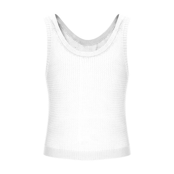 Hot days, bold styles YLSDY Men's Rib Knitted Beach Tank Tops Sleeveless Muscle Gym Mesh Shirts Quick Dry Workout Athletic Pullover Summer Shirt White L