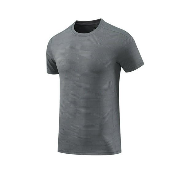 Hot days, bold styles YLSDY Men's Running Sports Tees Crewneck T-Shirt Fashion Short Sleeve Geometric Texture Tees Casual Summer Basic Tops Gray L