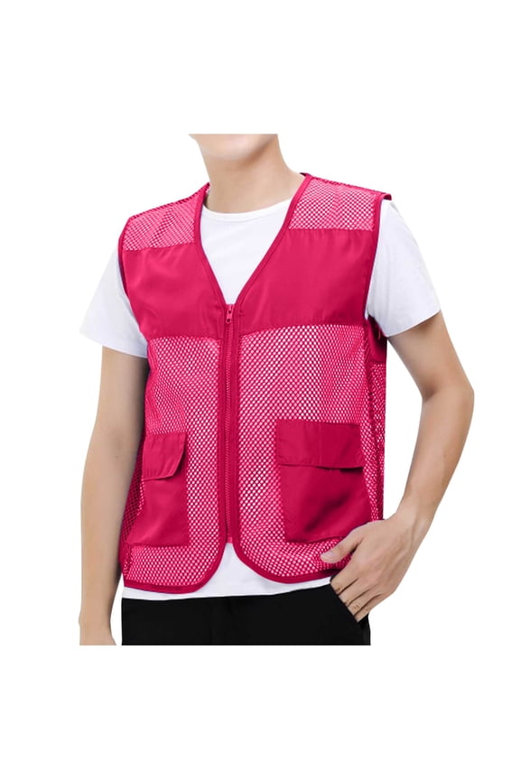 Hot days, bold styles YLSDY Mens Breathable Mesh Vest Jacket Summer Casual Lightweight Cycling Travel Zip Up Vests Outdoor Fishing Work Waistcoat Hot Pink M