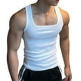 thumbnail image 1 of Hot days, bold styles YLSDY Mens Square Cut Tank Tops Workout Fitness Compression Undershirt Running Gym Stringer Slim Fit Bodybuilding Shirts White XXL, 1 of 8