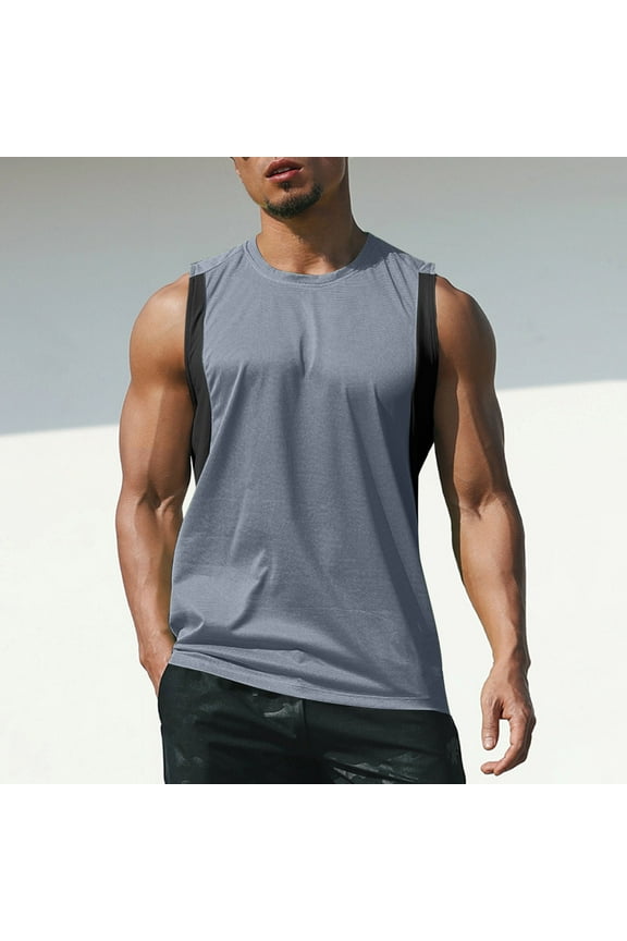 Hot days, bold styles YLSDY Mens Workout Muscle Tanks Bodybuilding Fitness Jogging Quick Dry Athletic Gym Tank Tops Sleeveless Loose Shirts Dark Gray L