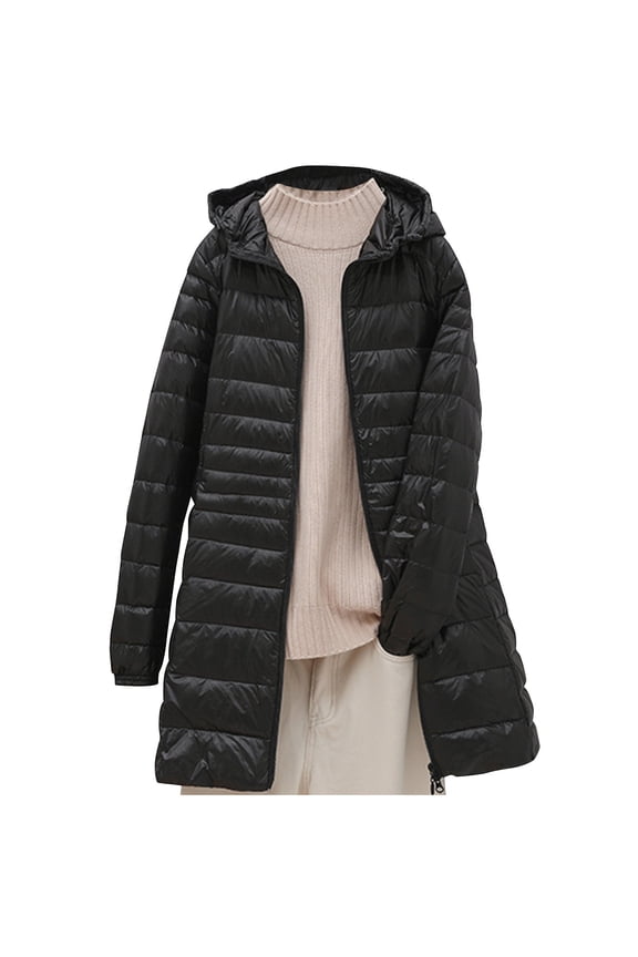 Sale!Womens Warm Jacket Long Sleeve Coats Down Jacket Lightweight Hooded Short Large Size Fall Winter Plus Down Warm Jacket