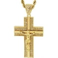 thumbnail image 1 of Hot new Gold Tone The Crucifix Block Cross Men's Pendant with 30" Rope Chain, 1 of 1
