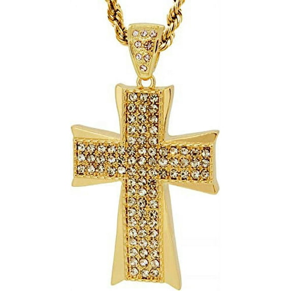 Hot new Gold Tone The Maltese Cross Men's Pendant with 30" Rope Chain