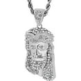 thumbnail image 1 of Hot new Silver Tone Jesus Face Men's Pendant with 30" Rope Chain, 1 of 1
