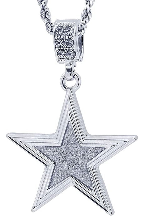 Hot new Silver Tone The Famous Star Men's Pendant 24" Rope Chain #2008