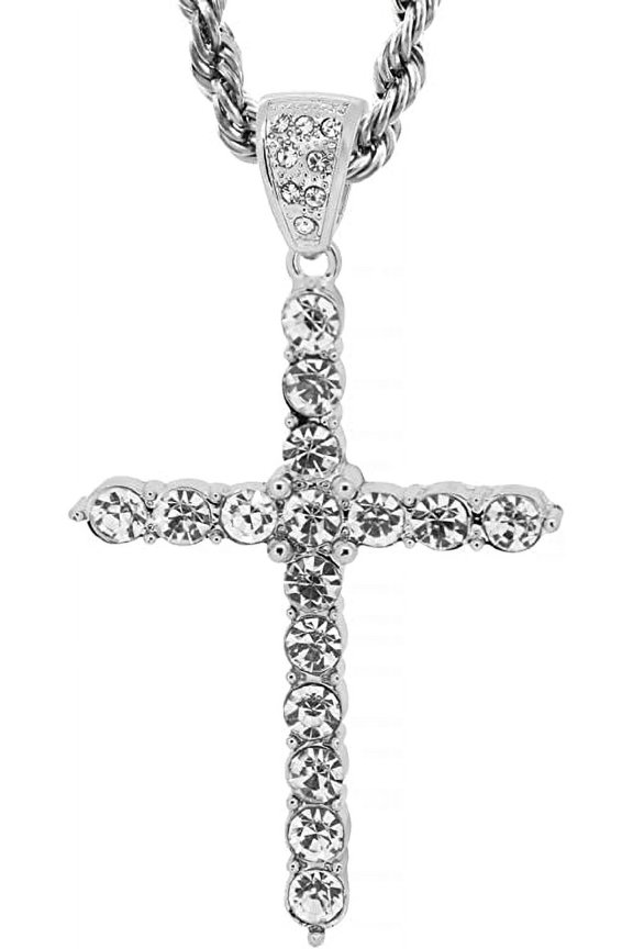 Hot new Silver Tone The Paternoster Cross Men's Pendant with 30" Rope Chain