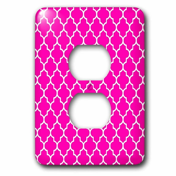 3dRose, Hot pink quatrefoil pattern - girly Moroccan style - modern contemporary geometric clover lattice, 2 plug outlet cover