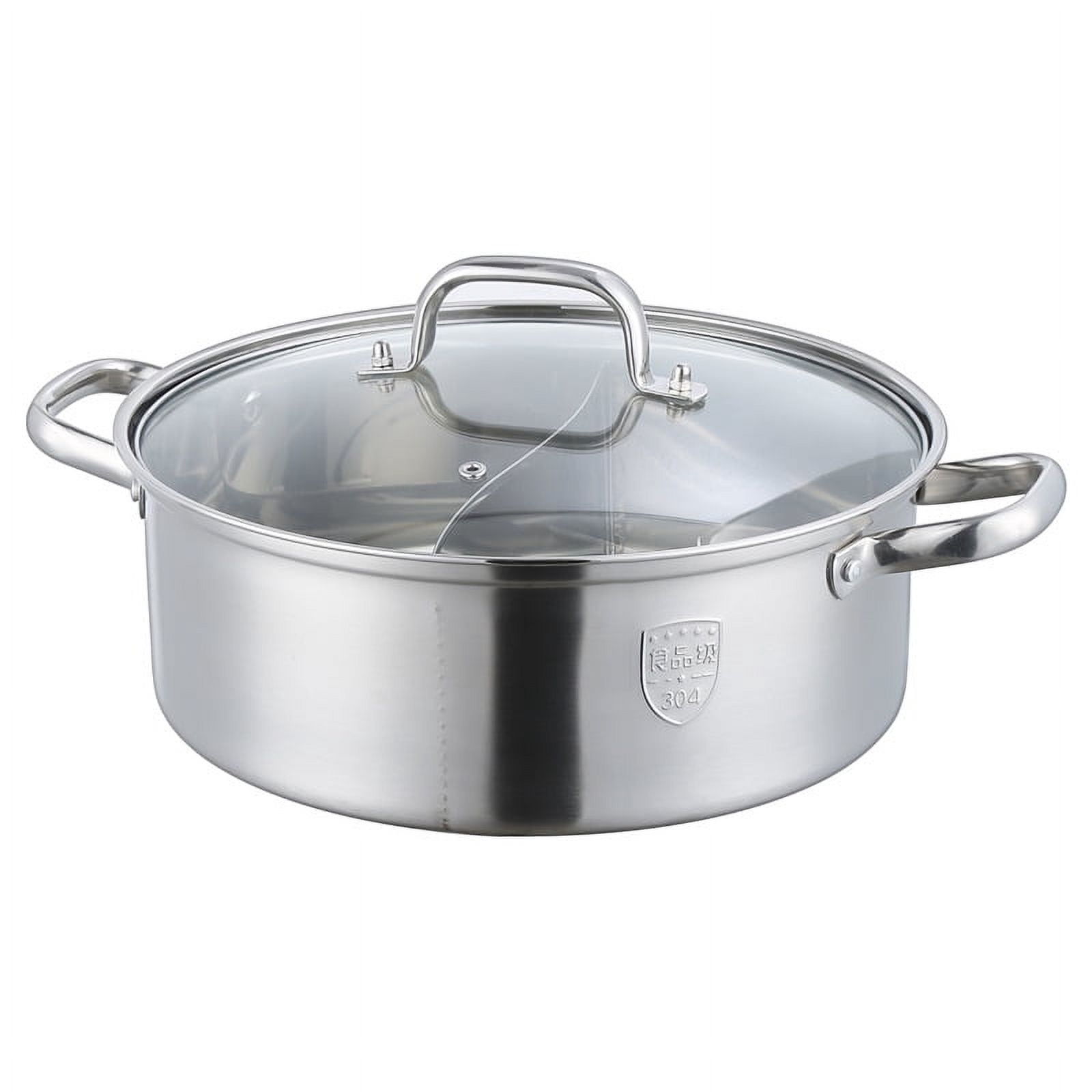 XIA&NING Stainless Steel Double-Sided Hot Pot (Mandarin Duck Design) - Perfect for Shabu-Shabu & Family Dinners!