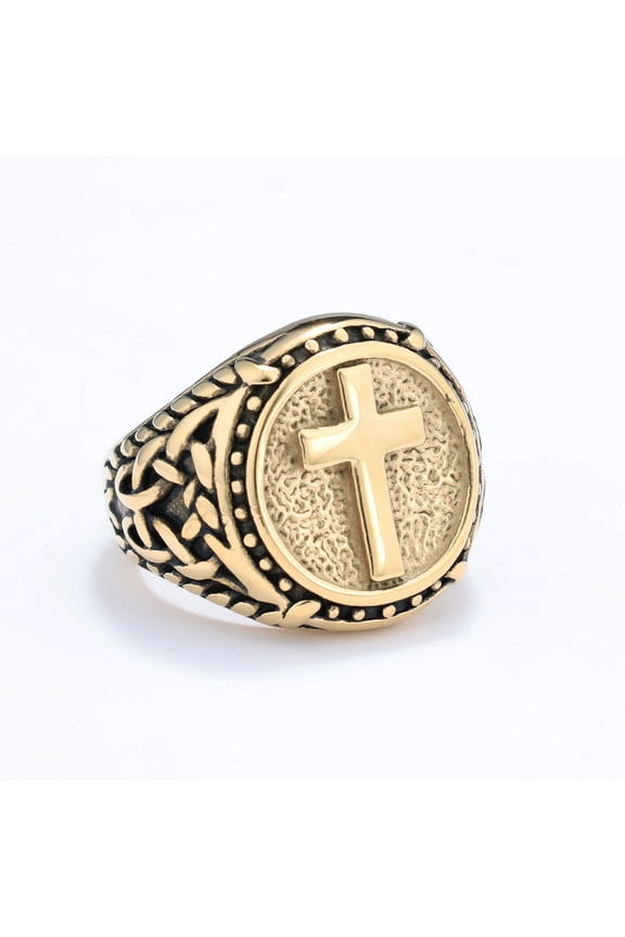 Hot sale Men's 14K Yellow Gold Christian Holy Cross Ring Hand of God