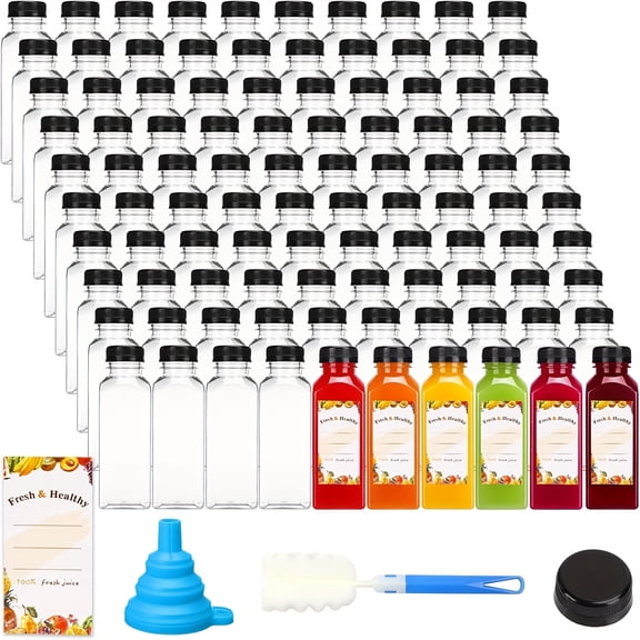 Hot seller! 100-Pack 12oz Reusable Juice Bottles - Leak-Proof Bulk Storage for Iced Tea, juice Homemade Drinks & Holiday Beverages | Perfect for DIY Gift Sets