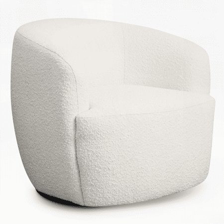 Hot-selling 1-piece Mina White Boucle Swivel Chair with Solid Wood Frame and Non-slip Pads