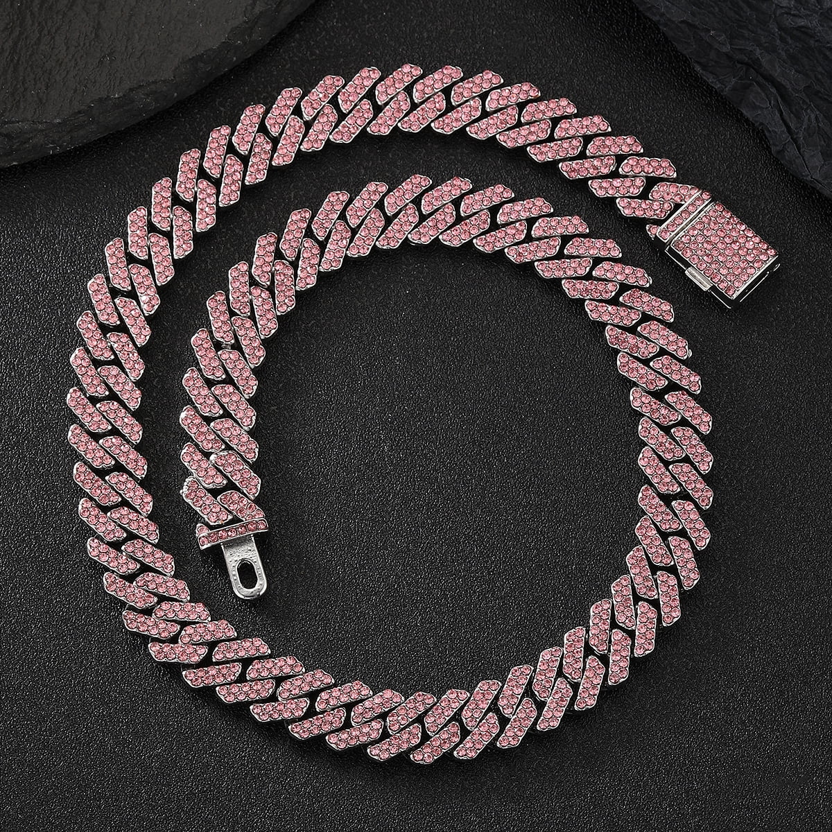 Double Row Rhinestone Chain Hot selling 12MM 2-row rhinestones Prong Ice out Hip hop Purple/Pink ...