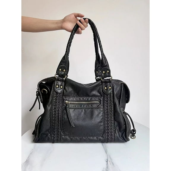 Hot-selling French retro motorcycle bag, shoulder bag, crossbody bag, tote bag, large capacity women's bag, washable bag