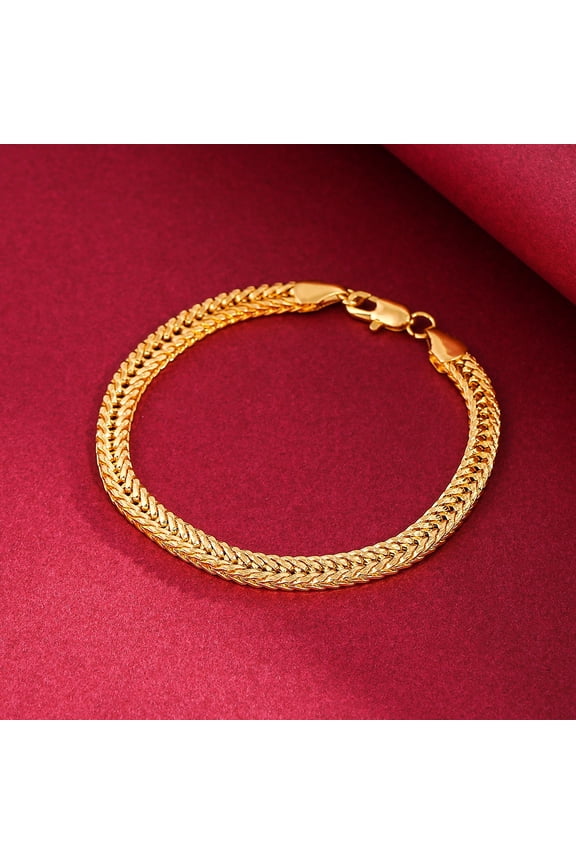 Hot selling exquisite bracelet 6MM men's side fox tail 14K Yellow Gold bracelet