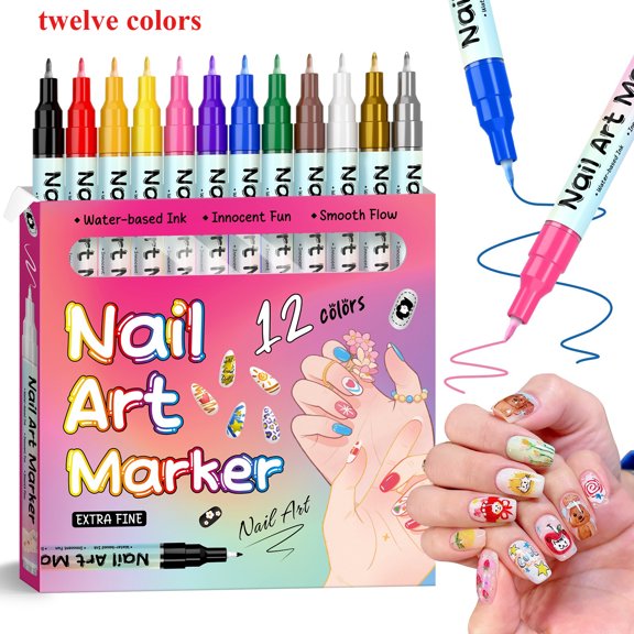 Unbranded Graffiti Highlighter, Acrylic Marker 50-Piece Nail Art Brush & Pen, Pink