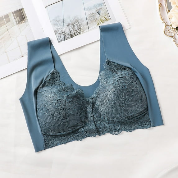 Hot-selling trendy women's sexy lace front-opening unlined bra with no underwire and seamless shaping, thin style backless lingerie