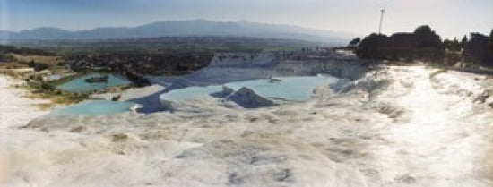 Hot springs and travertine pool Pamukkale Denizli Province Turkey Canvas Art - Panoramic Images (30 x 12)