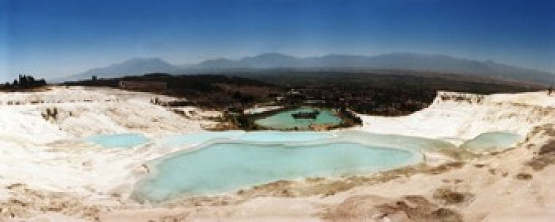 Hot springs and travertine pool Pamukkale Denizli Province Turkey Canvas Art - Panoramic Images (30 x 12)