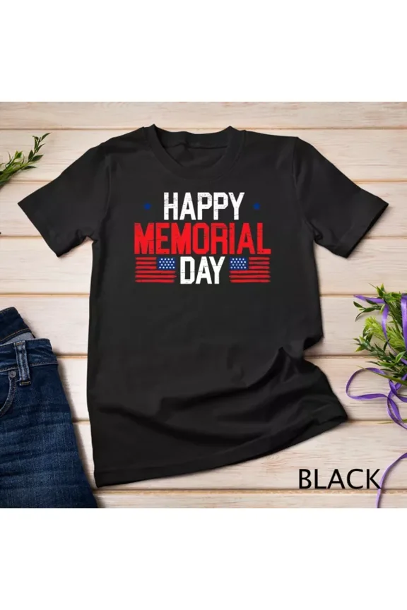 Hot trending Happy Memorial Day Usa Flag American Patriotic Armed Forces Unisex T-Shirt - Birthday Gifts