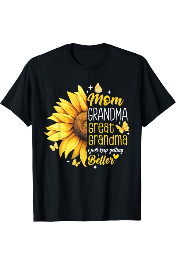 Hot trending Mom Grandma Great Grandma Sunflower Mother'S Gift 2024 Women T-Shirt - Birthday Gifts