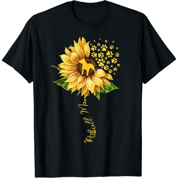 Hot trending Womens Sunflower Pitbull Mom Dog Lover Mother'S Gift Dog T-Shirt - Birthday Gifts