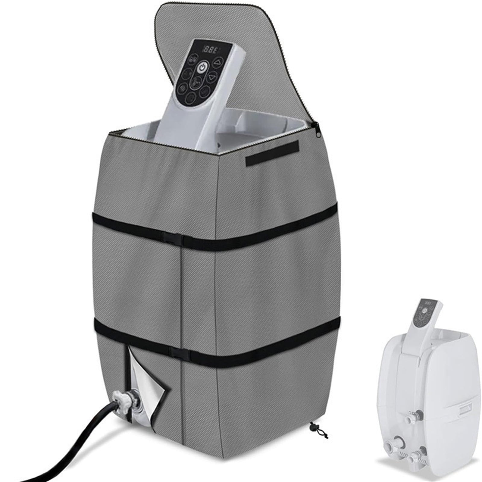 Hot tub spa heater pump cover, insulated pump protector, 600D polyester canvas, zipper design, all weather protection for inflatable hot tubs