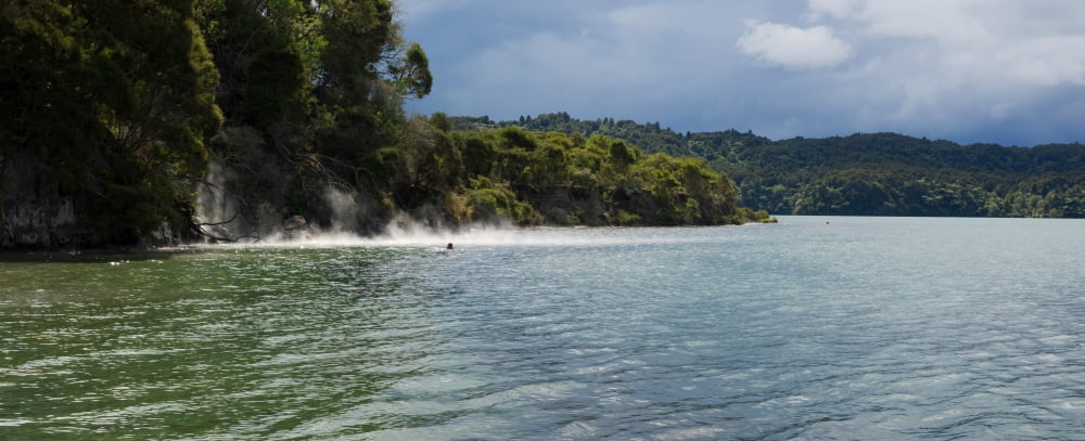 Hot water beach on the Lake Tarawera Rotorua District Bay of Plenty North Island New Zealand Canvas Art - Panoramic Images (12 x 30)