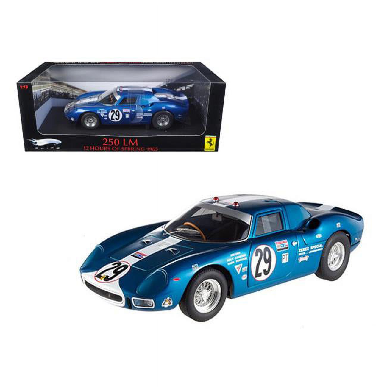 Hot wheels T6262 1 by 18 Scale Diecast Ferrari 250 LM 12 Hours of Sebring  1965 29 Elite Edition Model Car