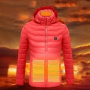 Black_Friday/Cyber and Monday Deals Hot6sl Heated Jacket with 8 Heat Zones for Men Women, Winter Outdoor Electric Heating Hooded Coat for Riding/skiing/fishing