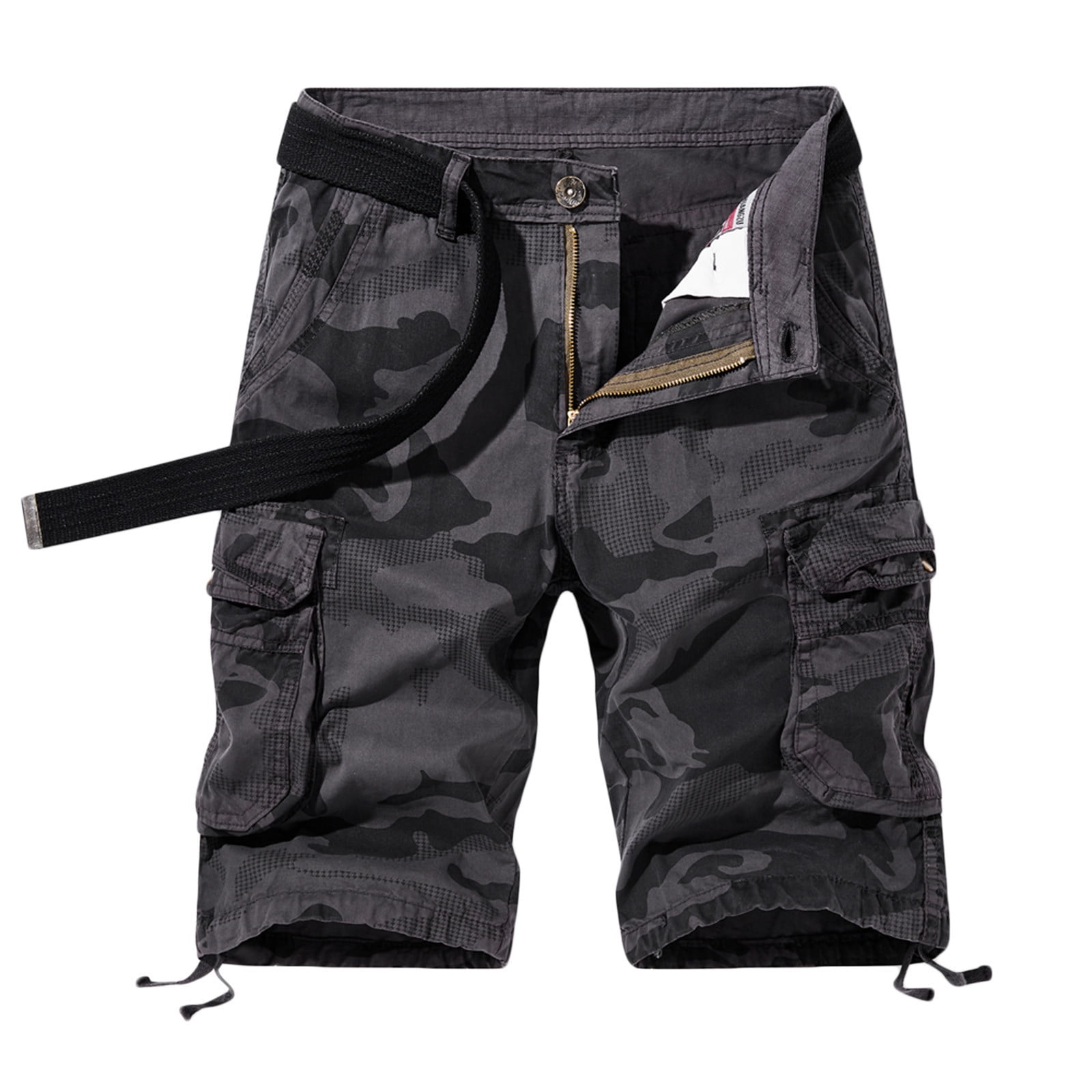 Hot6sl Men's Belted Cargo Shorts, Short Pants Outdoors Solid Overalls