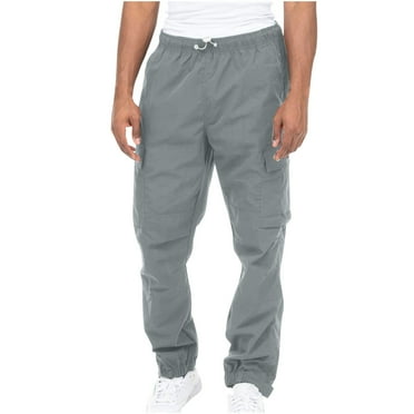 Hot6sl Men's Cargo Pants with Stretch Solid Casual Elastic Waist Multiple Pockets Outdoor Straight Type Fitness Pants Cargo Pants Trousers Regular Fit Comfort Waist Jean