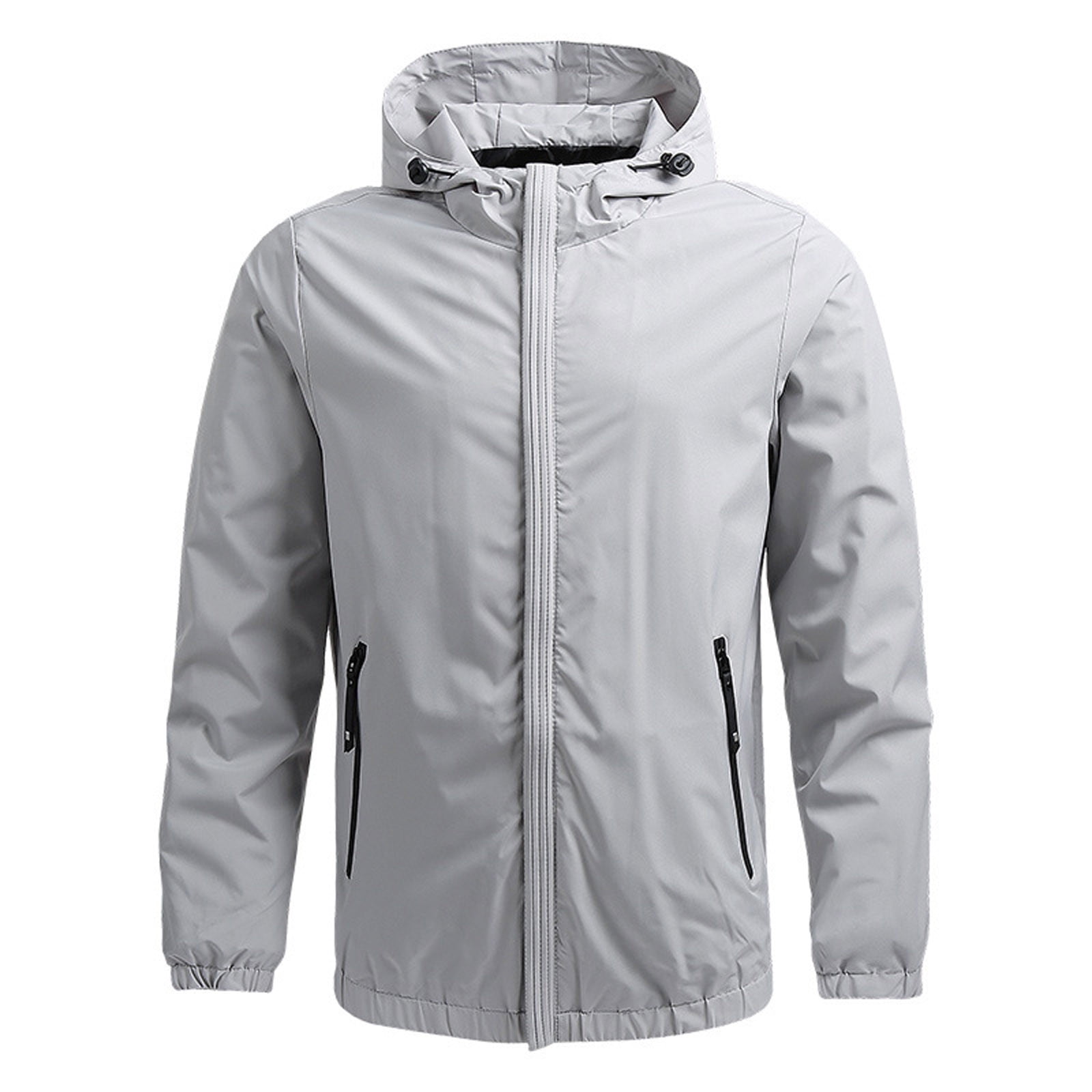 Hot6sl Men's Lightweight Windbreaker Rain Jacket Raincoat with Detachable  Hood for Hiking Fishing Activewear Saving Clearance Jacket Gray 5XL 