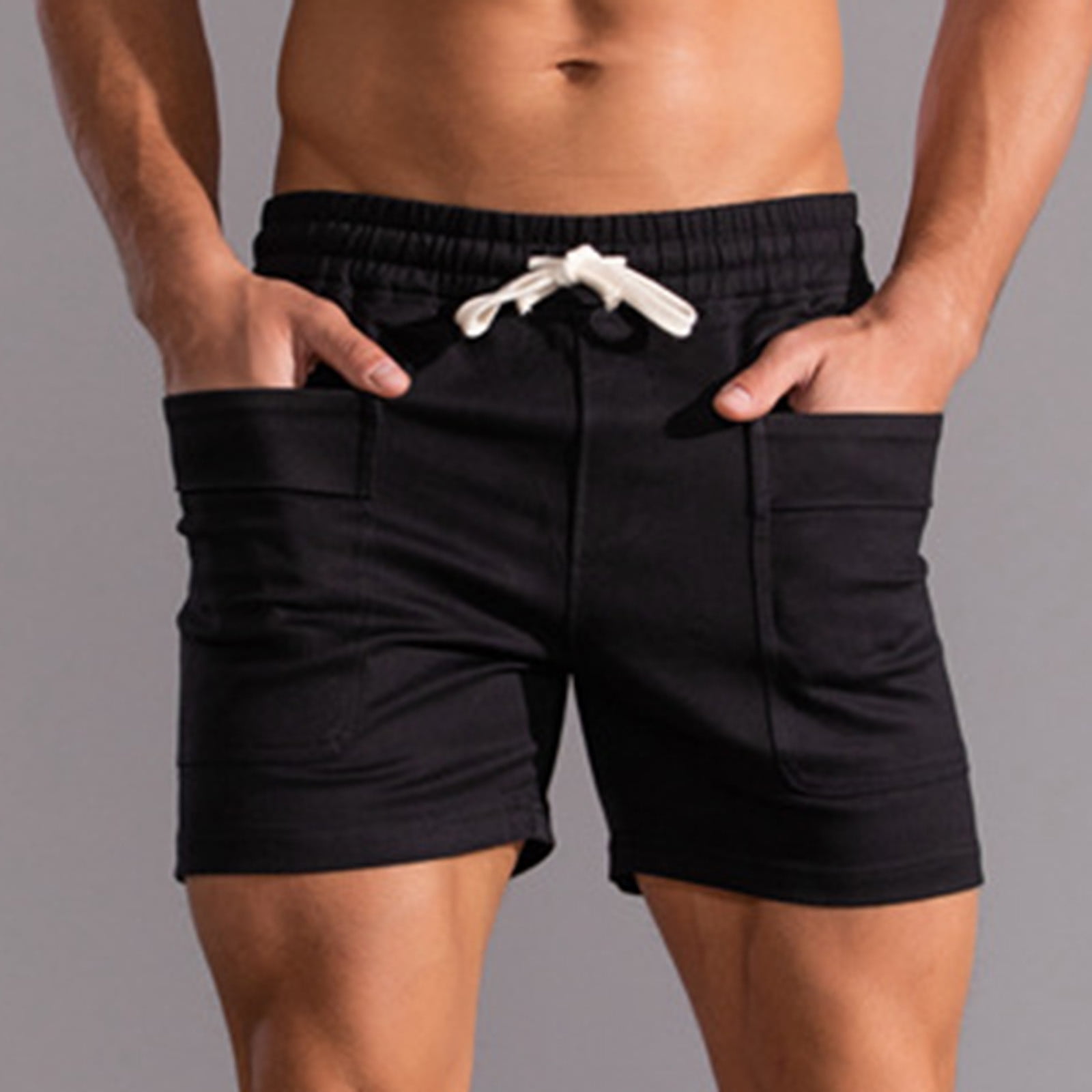 Hot6sl Mens Shorts Elastic Waist Mens Cotton Gym Shorts Athletic Shorts ...