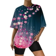 WENINI Hot6sl Oversized T Shirts for Women, Women's Casual Crewneck Short Sleeve Tie Dye T Shirt Graphic Tees Tunic Tops Blouse #4