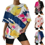 WENINI Hot6sl Oversized T Shirts for Women, Women's Casual Crewneck Short Sleeve Tie Dye T Shirt Graphic Tees Tunic Tops Blouse Sale Unclaimed #4