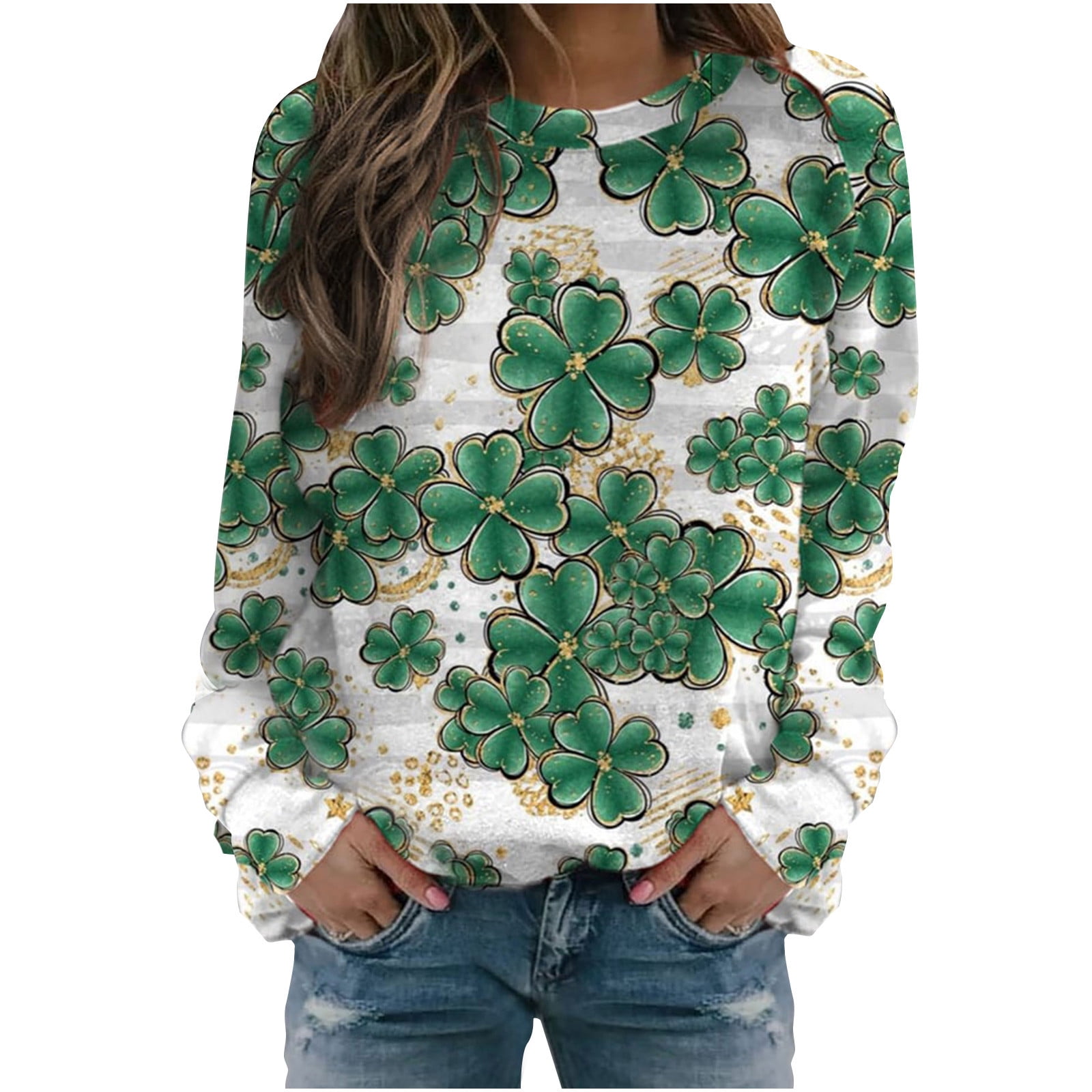 Shamrock St Patrick's Day Print Pattern Women's Sweatshirt main image 1