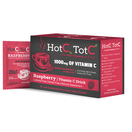 HotC TotC Vitamin C Supplement for Immune Support, Raspberry, 30 Ct