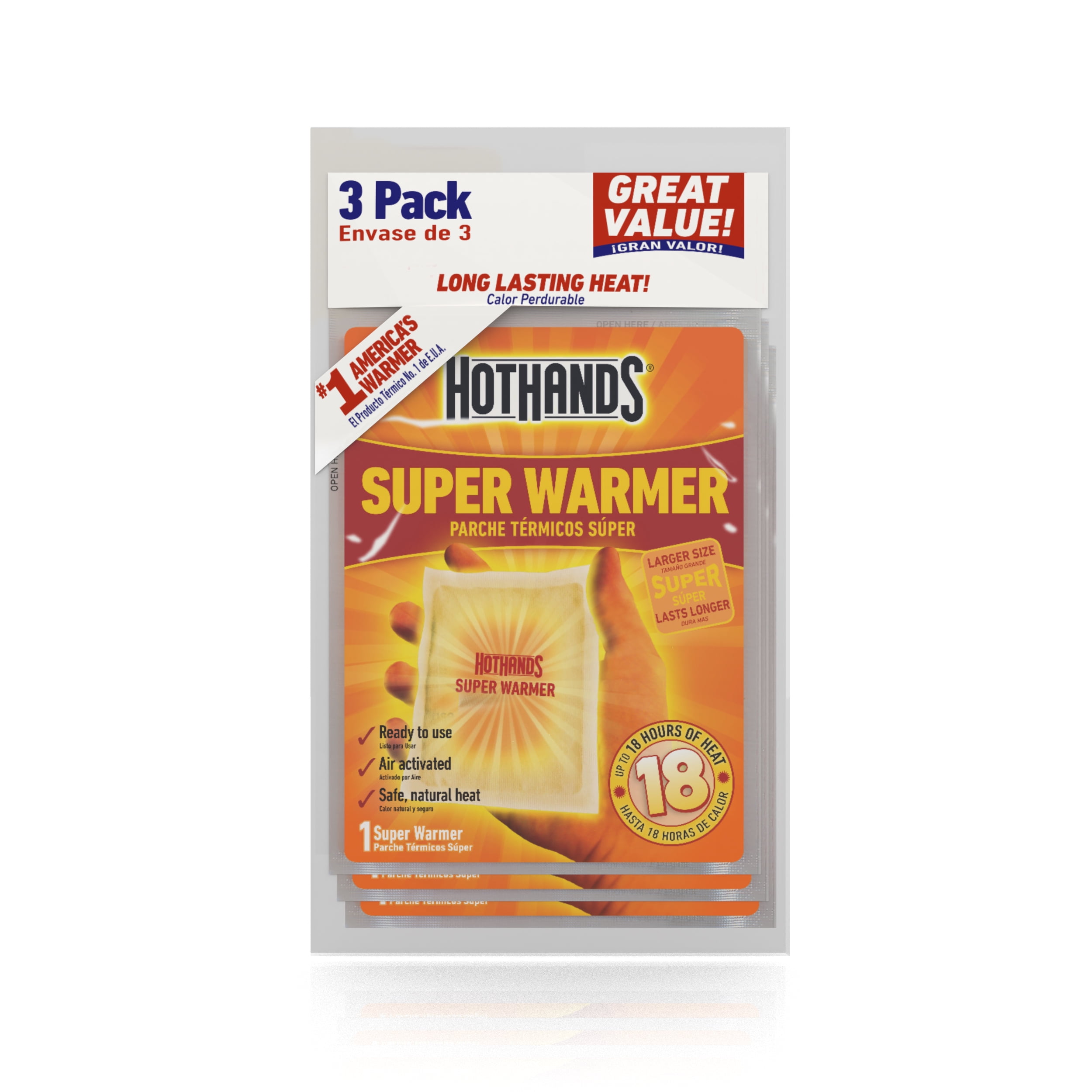 HotHands Large Body & Hand Super Warmers, 3-Pa