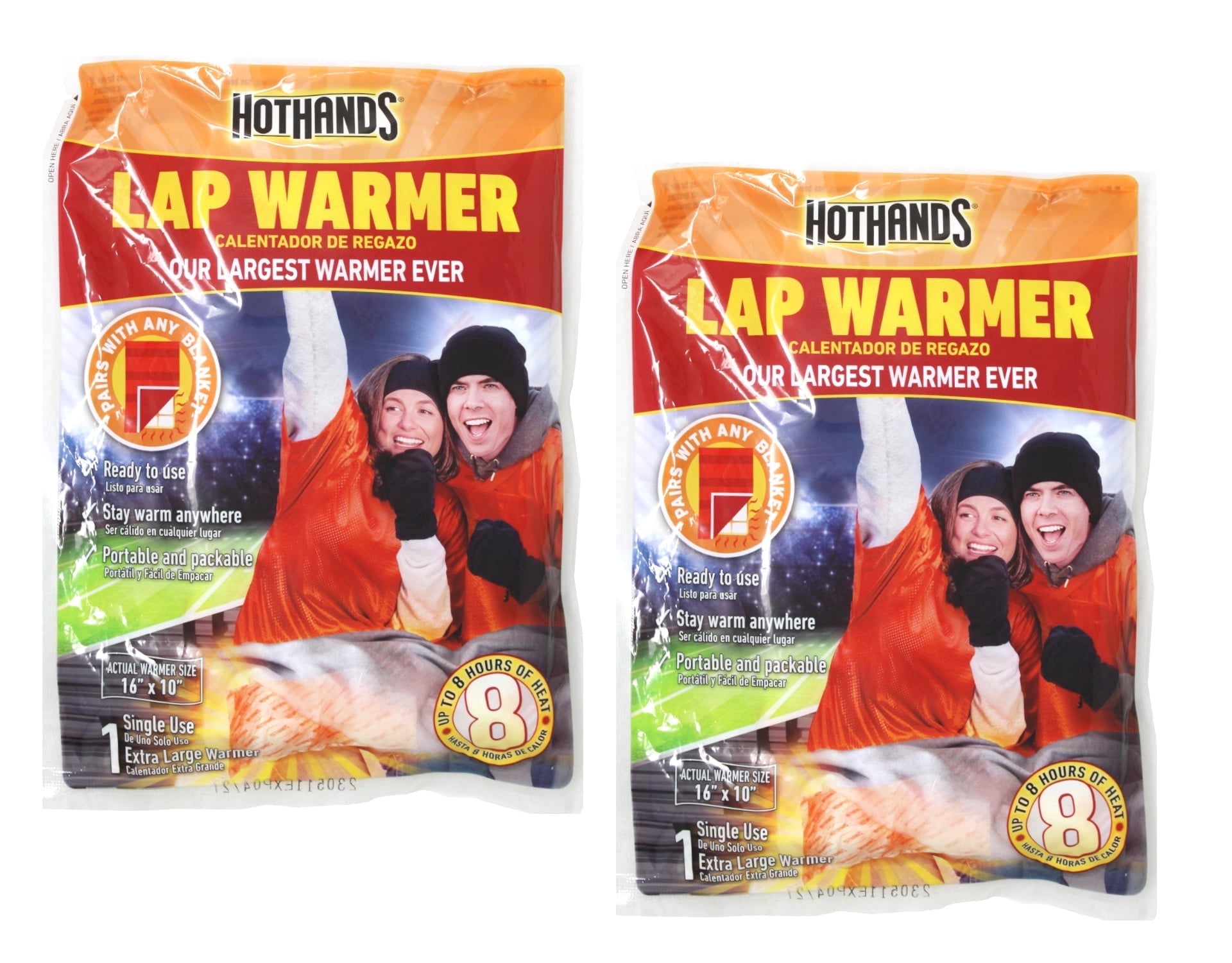 HotHands Lap Warmer, Largest Warmer 16" X 10" - Up to 8 Hours of Long Lasting Heat - 1 Lap Warmer - 2 Pack