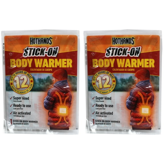 HotHands Supersize Body Warmer with Adhesive Up to 12 Hours of Heat Pack of 2
