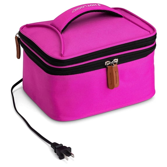 HOTLOGIC Mini XP Portable Electric Lunch Box Food Heater - Expandable Food Warmer Tote and Heated Lunchbox for Adults Work/Car/Home - Easily Cook, Reheat, and Keep Your Food Warm - PINK - 120V